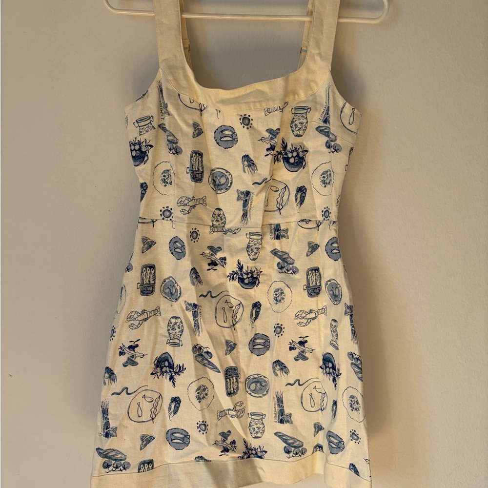 Abercrombie & Fitch Ivory and Navy Patterned Mini Dress